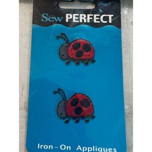 Sew Perfect Iron On Appliques Red Black Ladybugs 1"  NEW